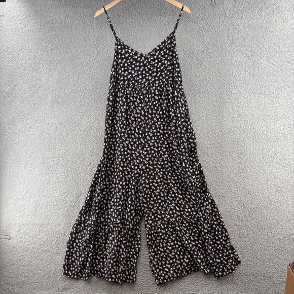 Natural Life Floral Wide Leg Jumpsuit Black Rose Print Size Large - Picture 5 of 16